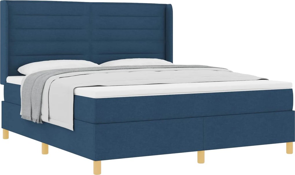 vidaXL Pat cu arcuri cu saltea albastru 180 x 200 cm țesătură