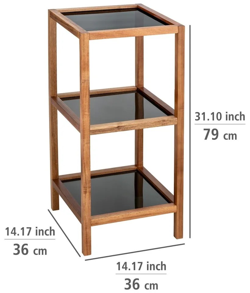 Etajeră de baie neagră/în culoare naturală din sticlă 36x79 cm Fondi – Wenko