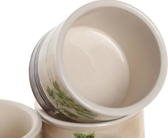 Set 3 ghivece decorative pentru plante aromatice din ceramică, 13,5×13,5×11,5 cm, „Herboria"