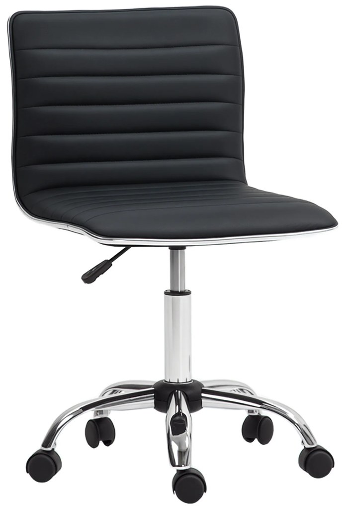 HOMCOM Scaun Ergonomic de Birou din Piele Ecologică cu Înălțime Reglabilă, Șezut Rotativ și 5 Rotile, 48x52x90 cm, Negru | Aosom Romania