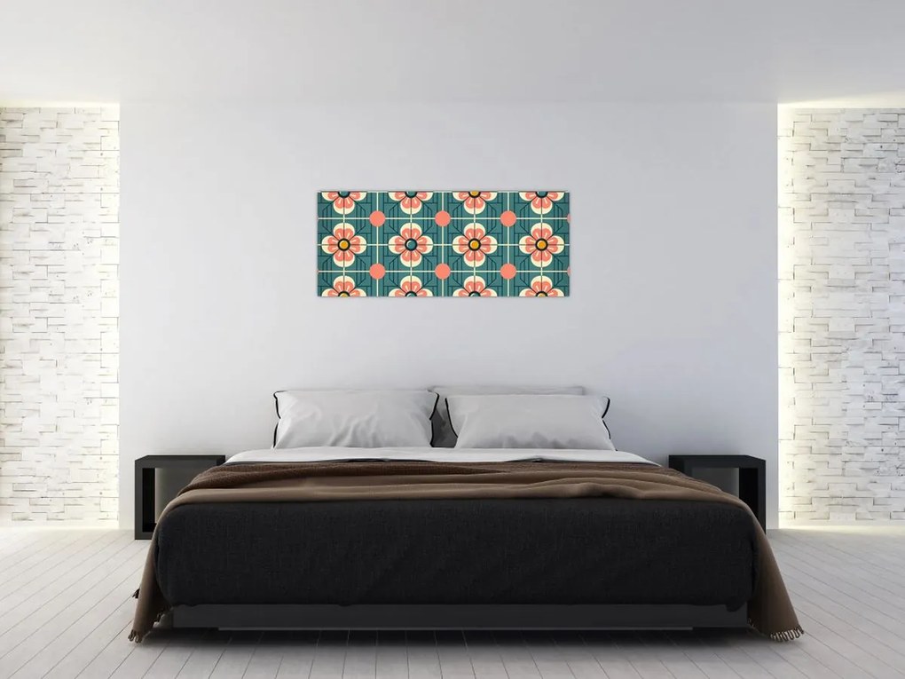 Tablou - Model retro cu flori (120x50 cm)