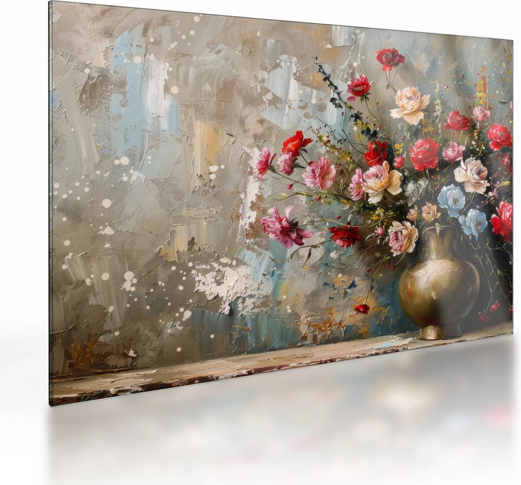 Tablou pe sticlă - Vaza de flori (70x50 cm)