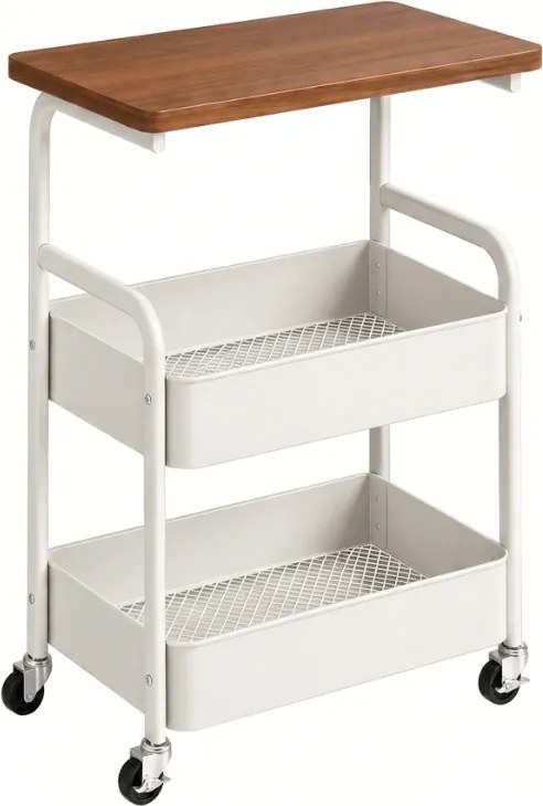 Masuta de serviciu pe roti NEXORA 77x43 cm, alb