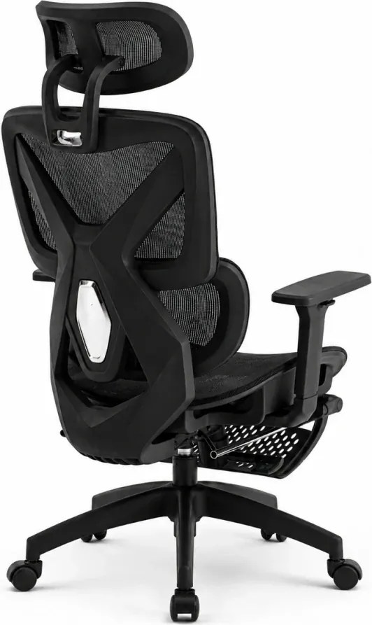 Scaun ergonomic, functie translatie sezut, cotiere 3D, tetiera 3D, suport lombar Adaptive, pivotant, suport picioare, Negru