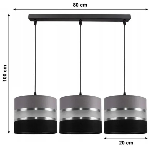 Lustră pe cablu CORAL 3xE27/60W/230V neagră și gri