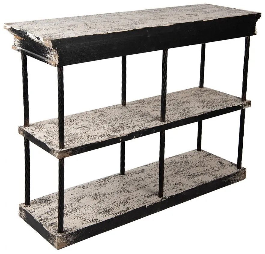 Consola neagra, din lemn si metal, cu aspect vintage, Forge