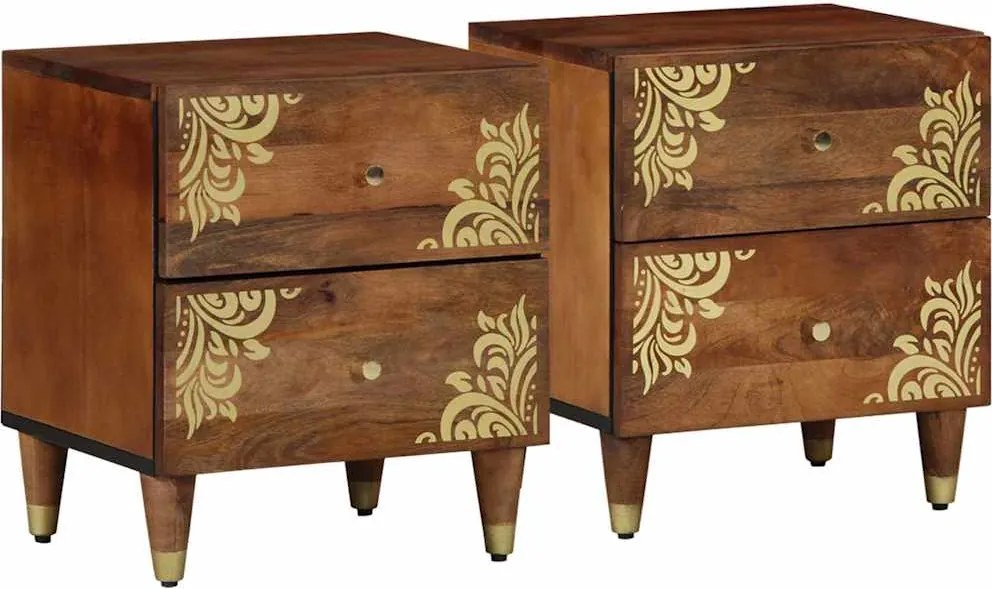 vidaXL Dulap de noapte cu sertar 2 pcs Maro miere 40 x 33 x 46 cm