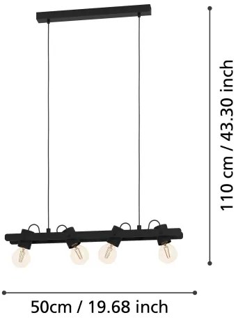 Lustră pe cablu Eglo 43848 PLIMSOLL 4xE27/15W/230V