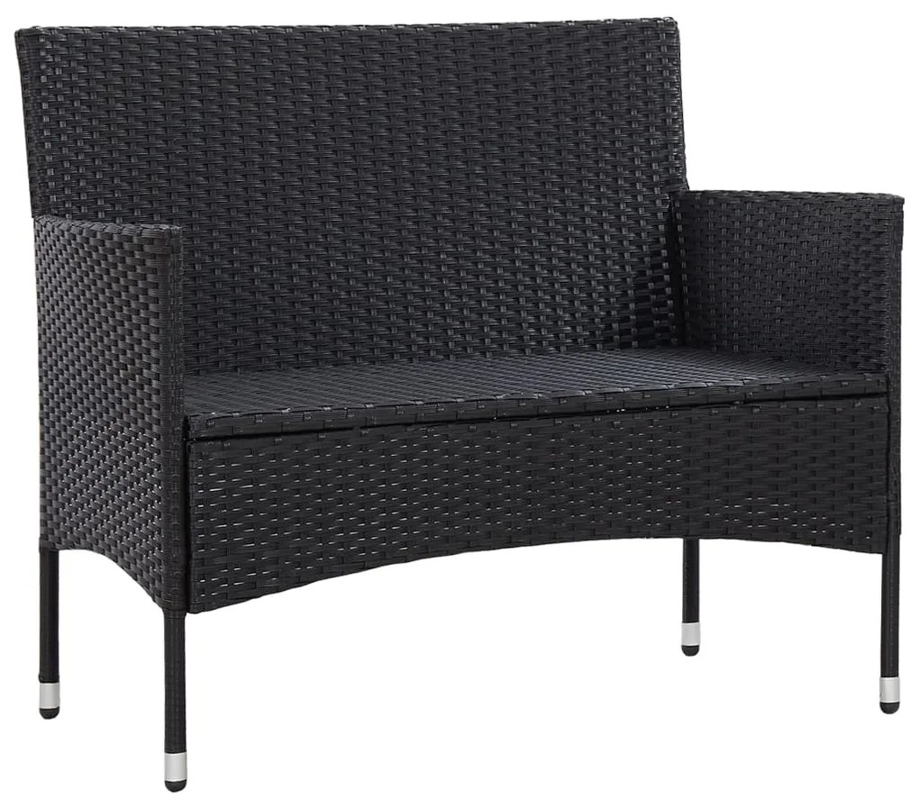 45814 vidaXL Bancă de grădină, negru, 103 cm, poliratan