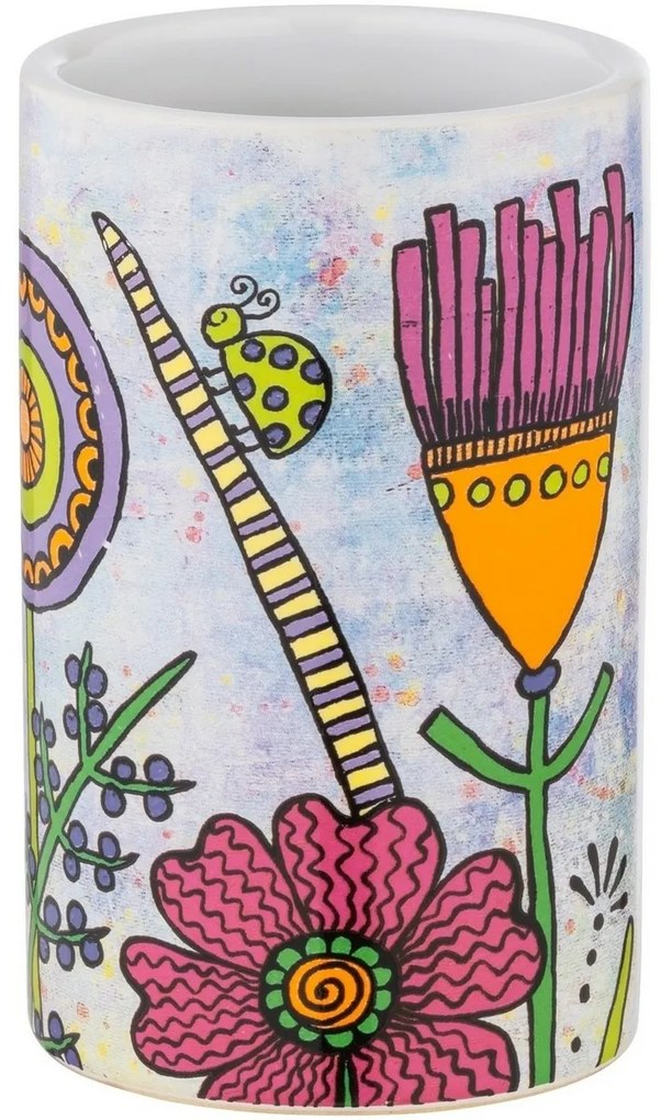 Pahar de baie ceramic pentru periuță de dinți Wenko Wenko Rollin'Art Full Bloom
