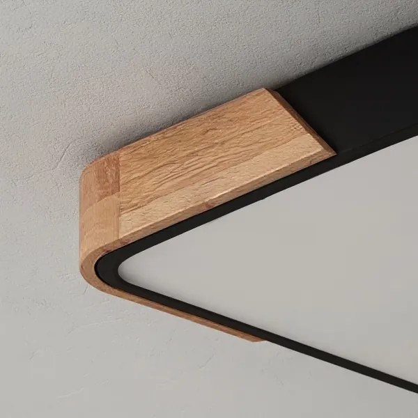 Brilagi - Lampă LED dimabilă PILANA LED/60W/230V stejar/negru 56x56 cm + telecomandă