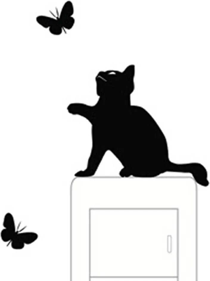 Autocolante pentru întrerupător "Pisica cu fluturi" 9x11 cm
