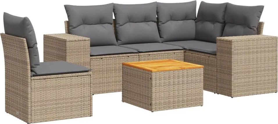 vidaXL Set canapele de grădină cu perne, 6 piese, bej, poliratan