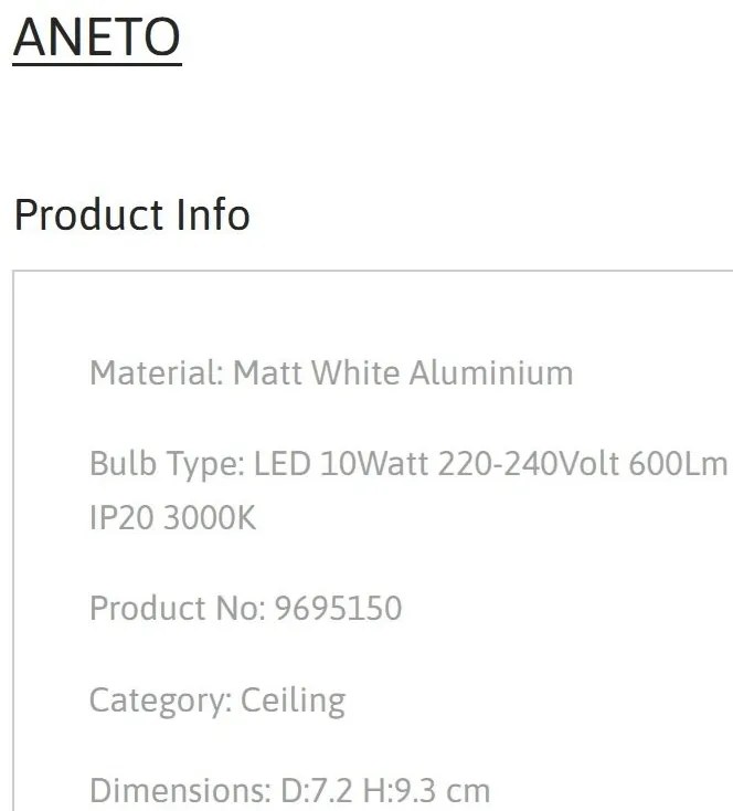 Spot LED aplicat diametru 7,2cm ANETO alb, NVL-9695150