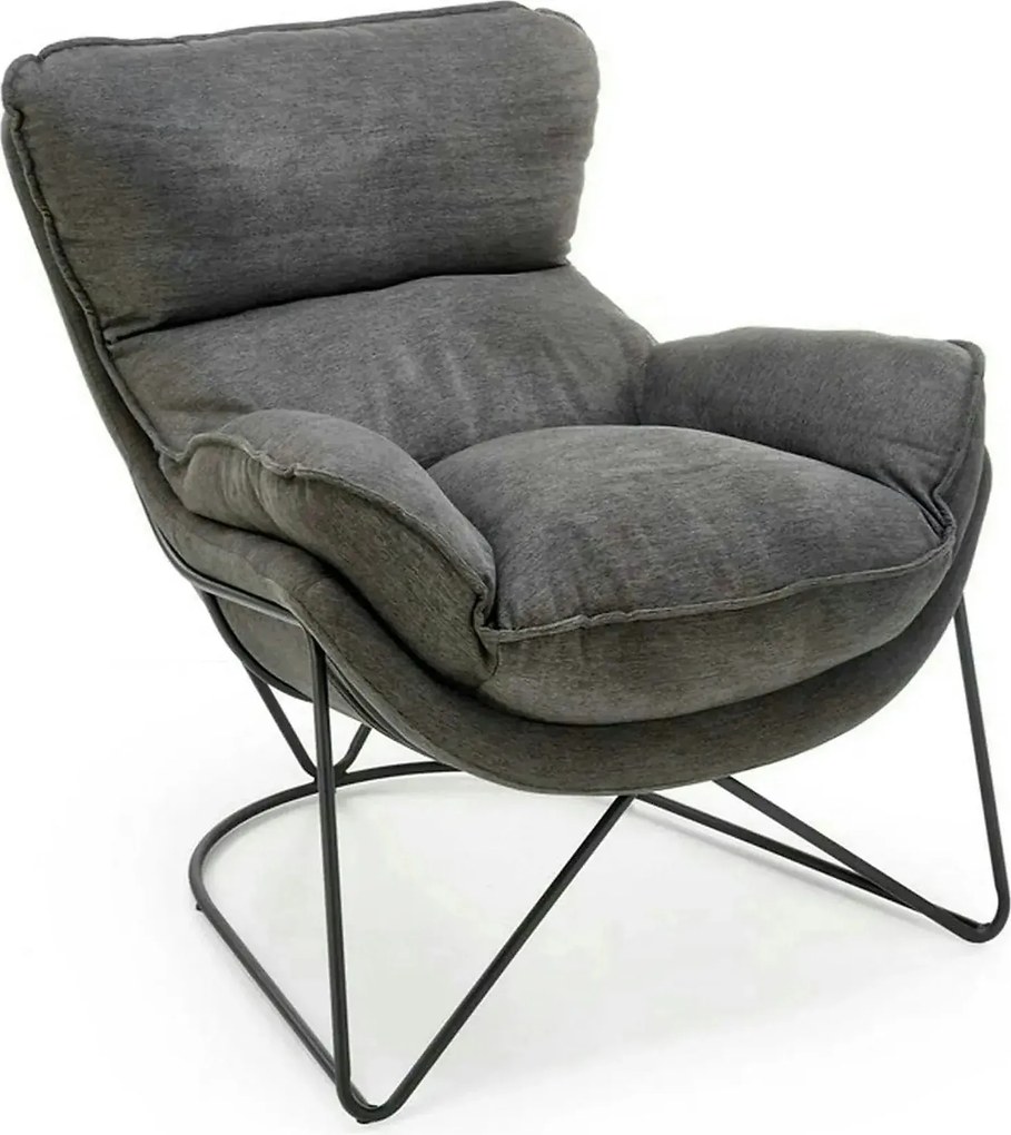Scaun relaxare living VOLKER, gri, stofa clasica/metal, 75x88x85 cm