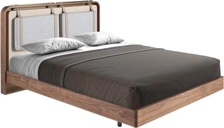 Pat dublu tapitat design LUX Walnut Veneer 160x200cm