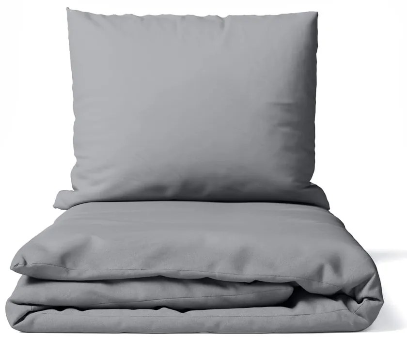 Lenjerie de pat gri din microsatin pentru pat de o persoană 140x200 cm Basic – Bonami Essentials