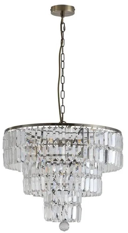 Lustra metal alama antic, cristal transparent Empire 5L