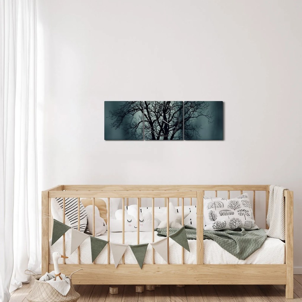 Tablou copaci în eclipsă (cu ceas) (90x30 cm)