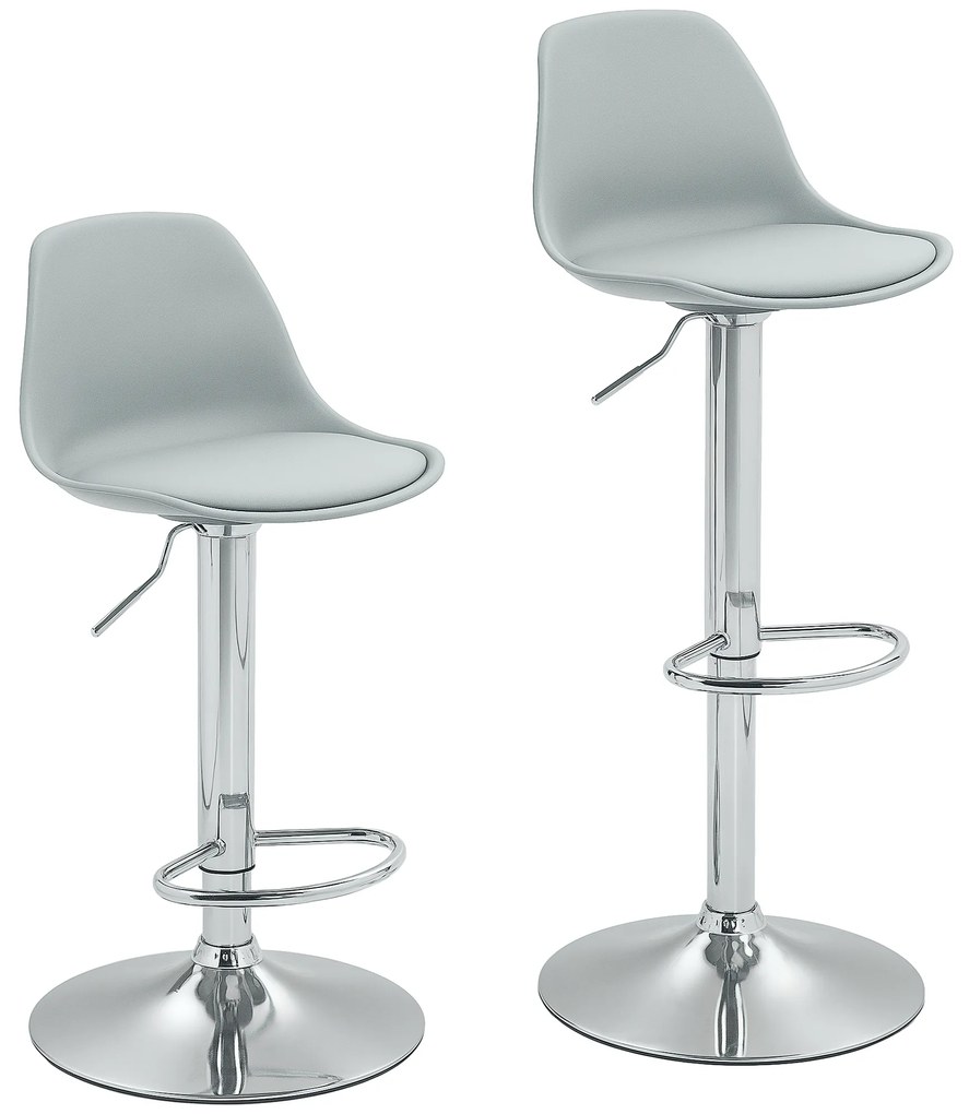 HOMCOM Set de 2 scaune de bar, Scaune de bar, Scaune rotative cu spătar, înălțime ajustabilă, capacitate de încărcare de până la 120 kg, 42 x 38 x 82-104 cm, Gri | Aosom Romania