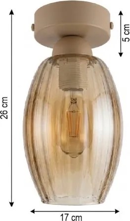 BRILAGI -LED Plafonieră R GLASS 1xE27/60W/230V Ø 17 cm bej/bej fumuriu