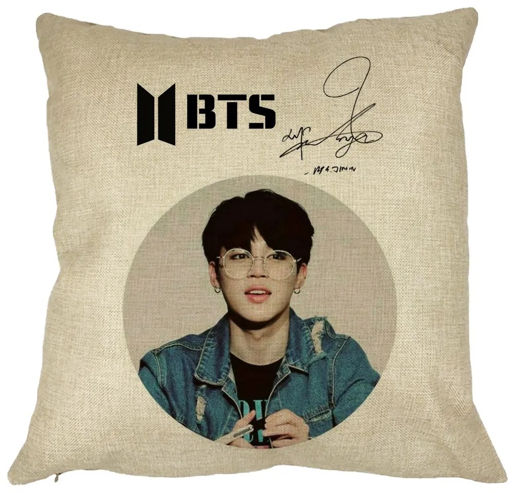 Perna Decorativa BTS Jimin, 40x40 cm, Husa Detasabila, Burduf