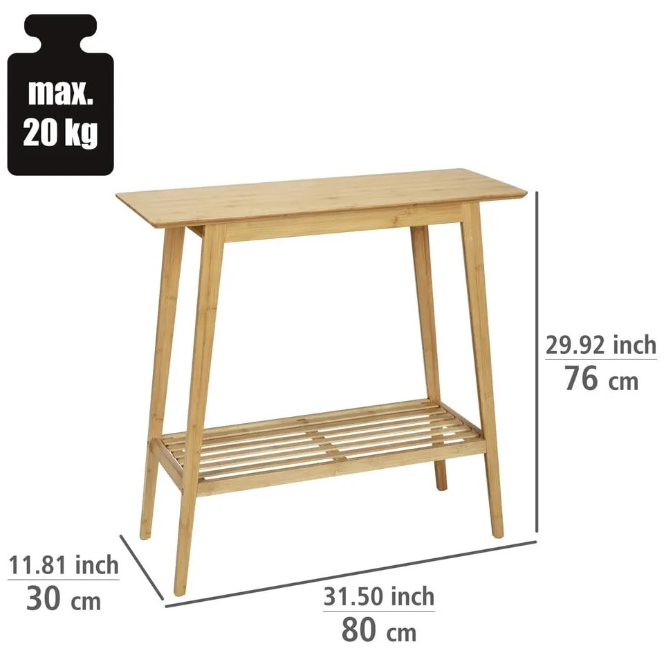 Masă consolă în culoare naturală din bambus 30x80 cm Kona – Wenko