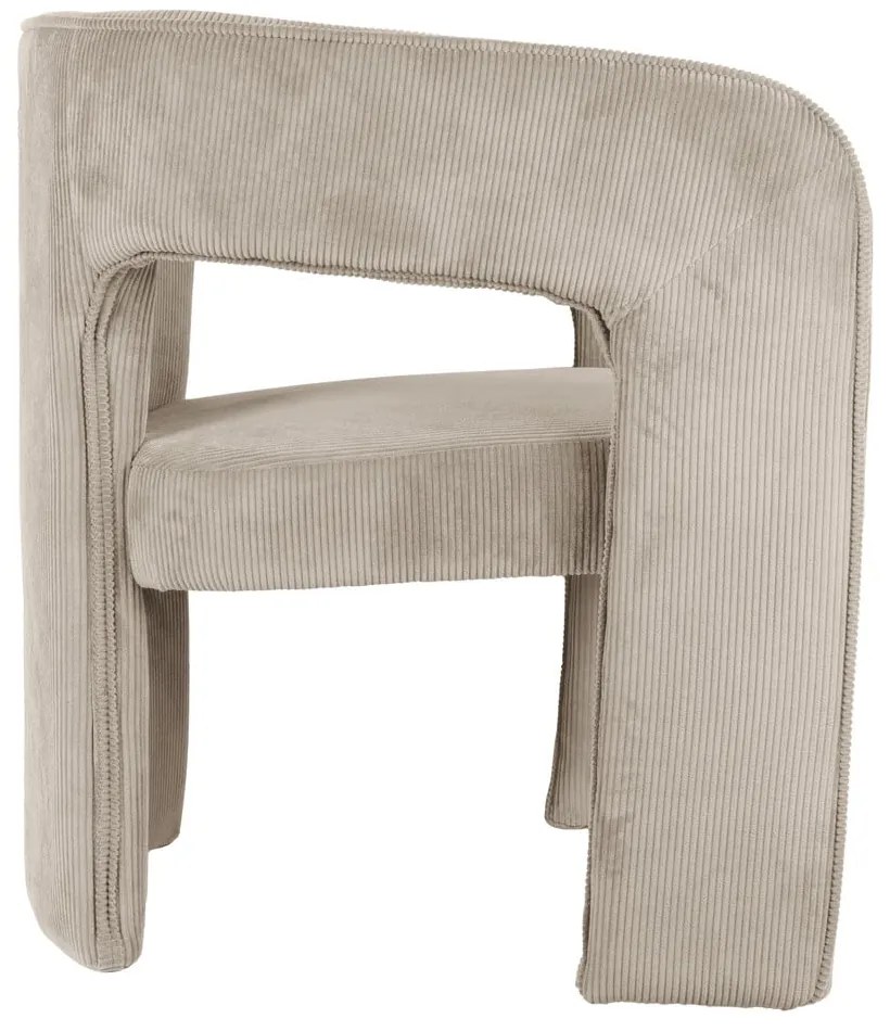 Fotoliu bej cu tapițerie din catifea reiată Vigor – Leitmotiv