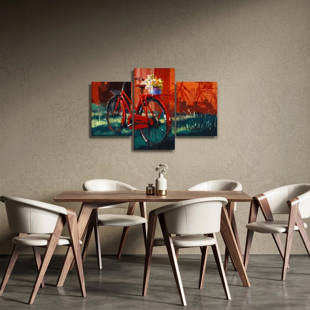 Tablou - Bicicleta roșie, pictură acrilică (90x60 cm)