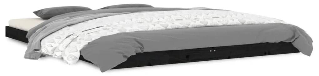 823443 vidaXL Cadru de pat, negru, 150x200 cm, King Size, lemn masiv de pin