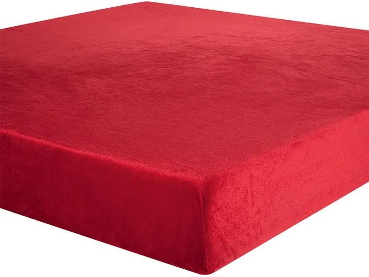 decoDoma Cearceaf cu elastic din micropluş roşu pat simplu