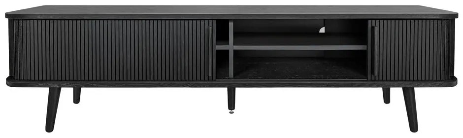 Comodă TV neagră cu aspect de lemn de stejar 178x50x40 cm Rove – Woodman