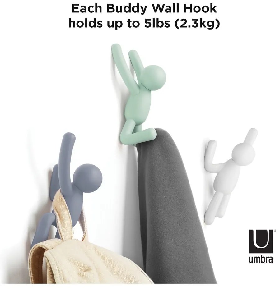 Cârlige 3 buc. de montat pe perete din plastic Buddy – Umbra