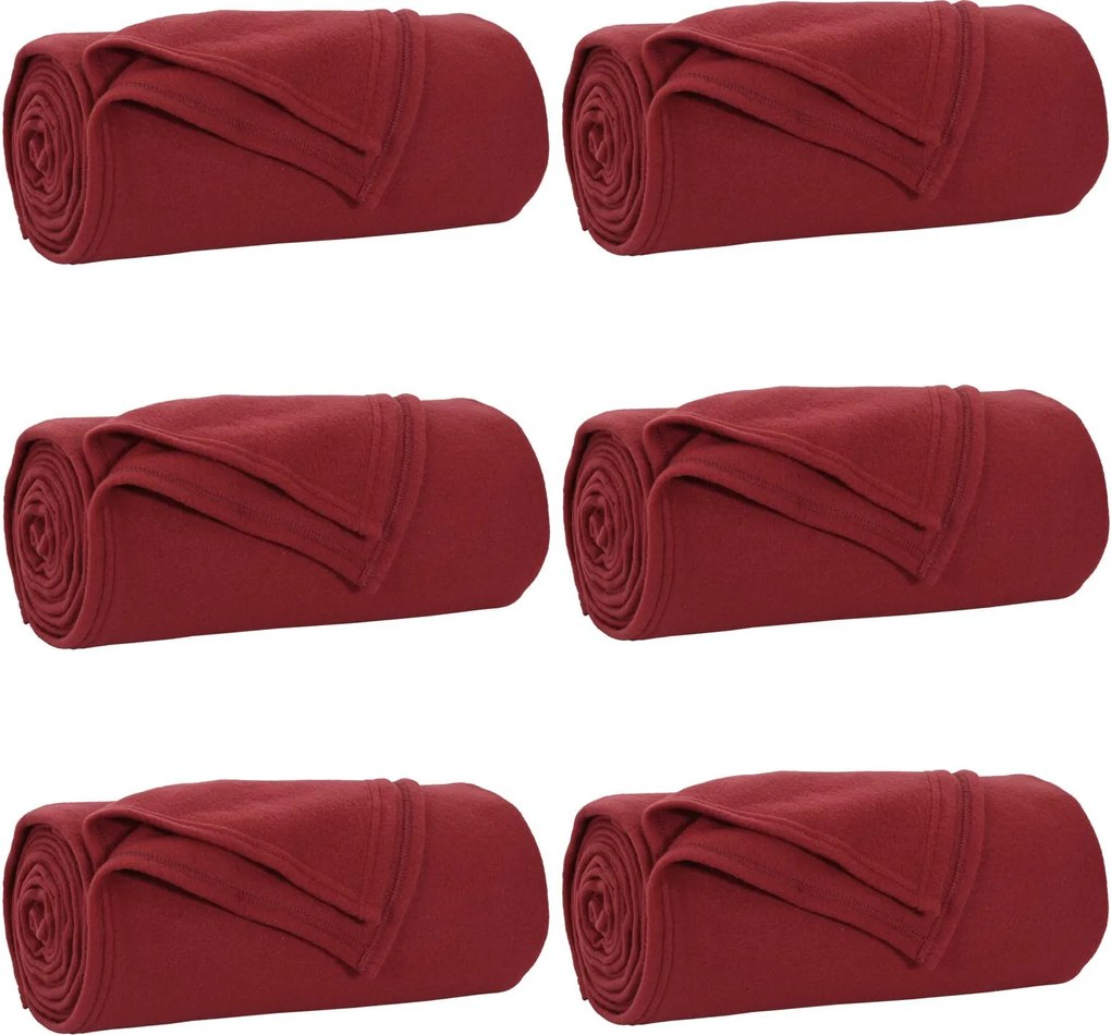 vidaXL Pături de aruncat 6 pcs Roșu Bordeaux 200 x 150 cm Molton