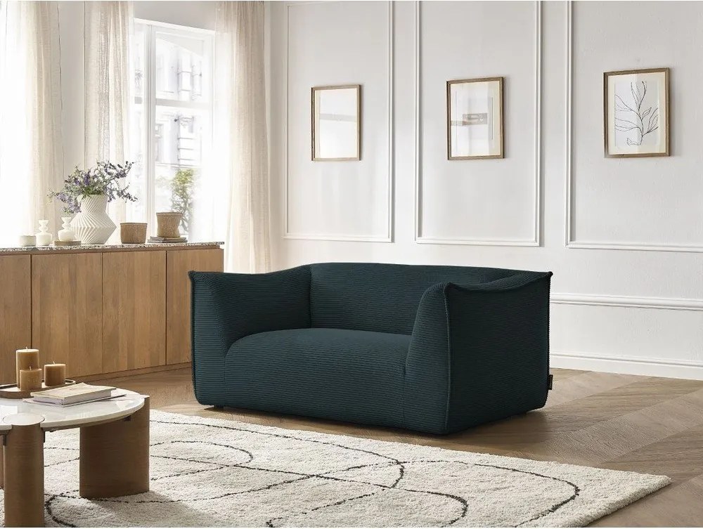 Canapea albastru-închis cu tapițerie din catifea reiată 170 cm Giorgia – Bobochic Paris