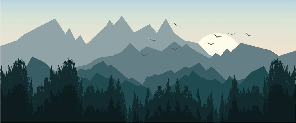 Tablou - Munții cu privirea graficeanului (120x50 cm)