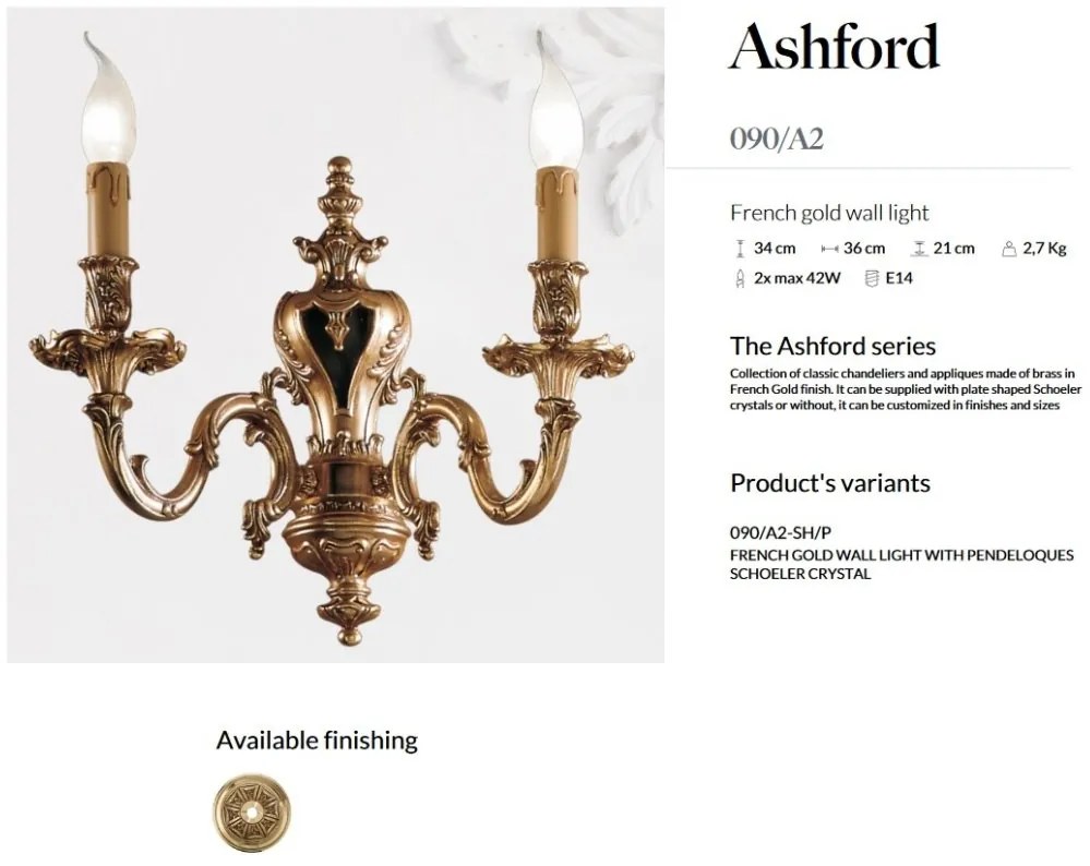 Aplica de perete LUX design clasic realizata manual Ashford