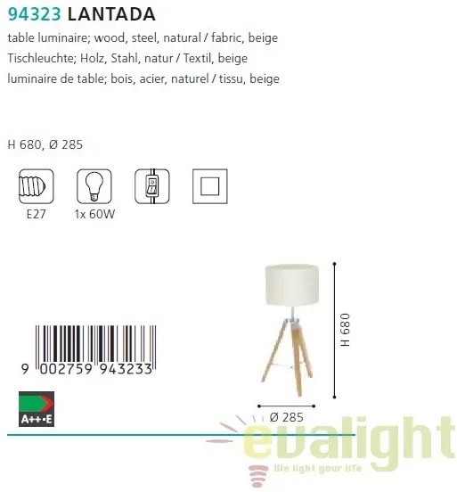 Veioza, lampa de masa industrial style, LANTADA 94323 EL