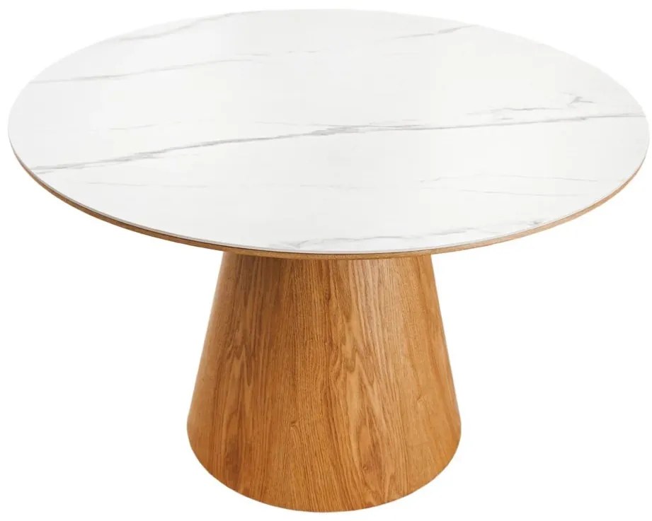 Masa rotunda, Ceramica Alba, Furnir Stejar, UNIQUE 120cm A-45143 VC