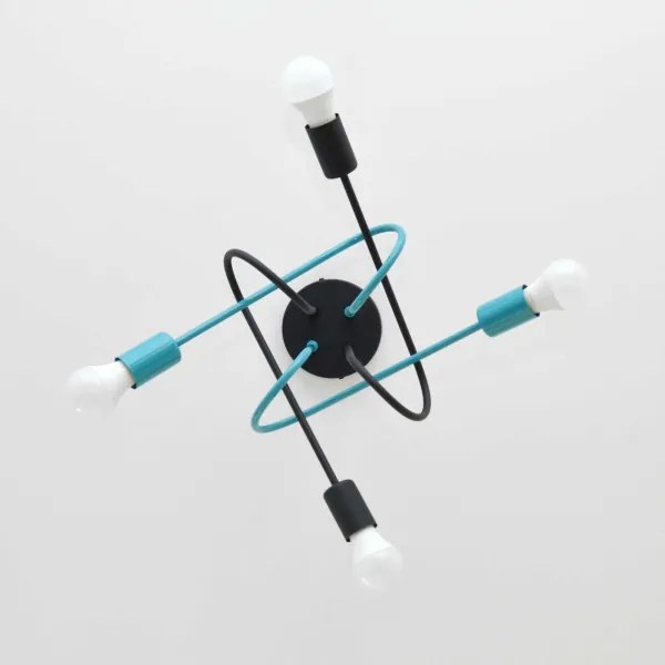 Lustră aplicată OXFORD 4xE27/15W/230V negru/turcoaz