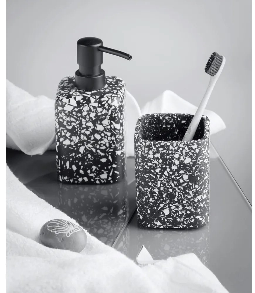 Recipient pentru periuțe de dinți Wenko Terrazzo, negru