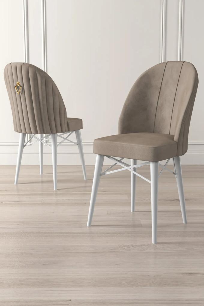 Set 4 scaune haaus Ritim, Cappuccino/Alb, textil, picioare metalice