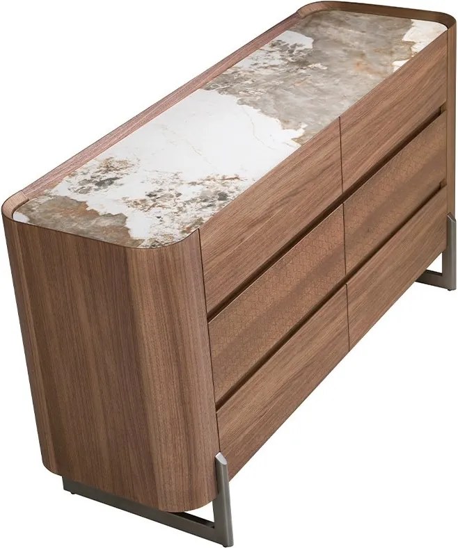 Comoda 6 sertare deosebita design LUX Walnut-Marble