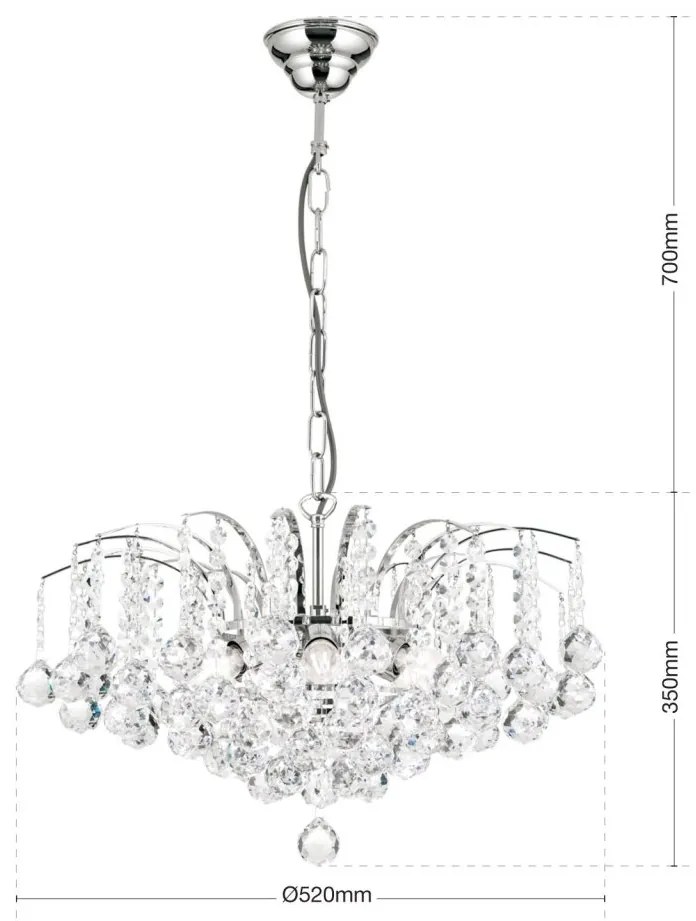 Candelabru cristal Asfour design lux KRISTALL KLASSISCH 6L chrome plated/clear crystal