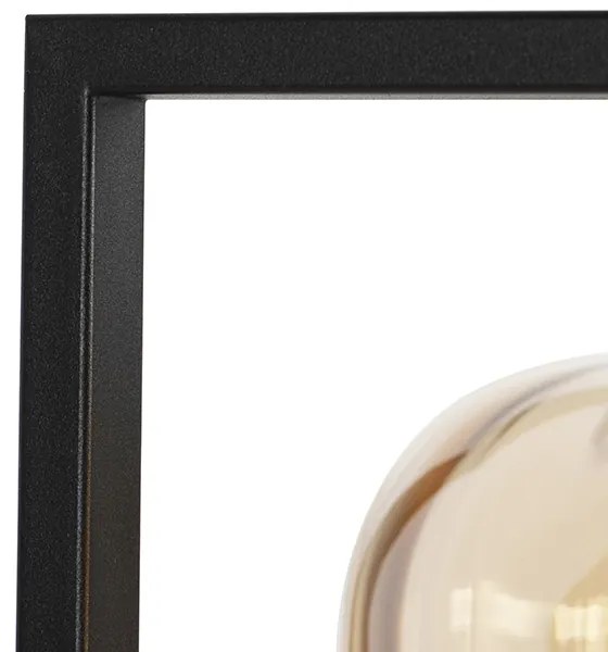 Lampă de podea design negru cu sticlă chihlimbar - Qara