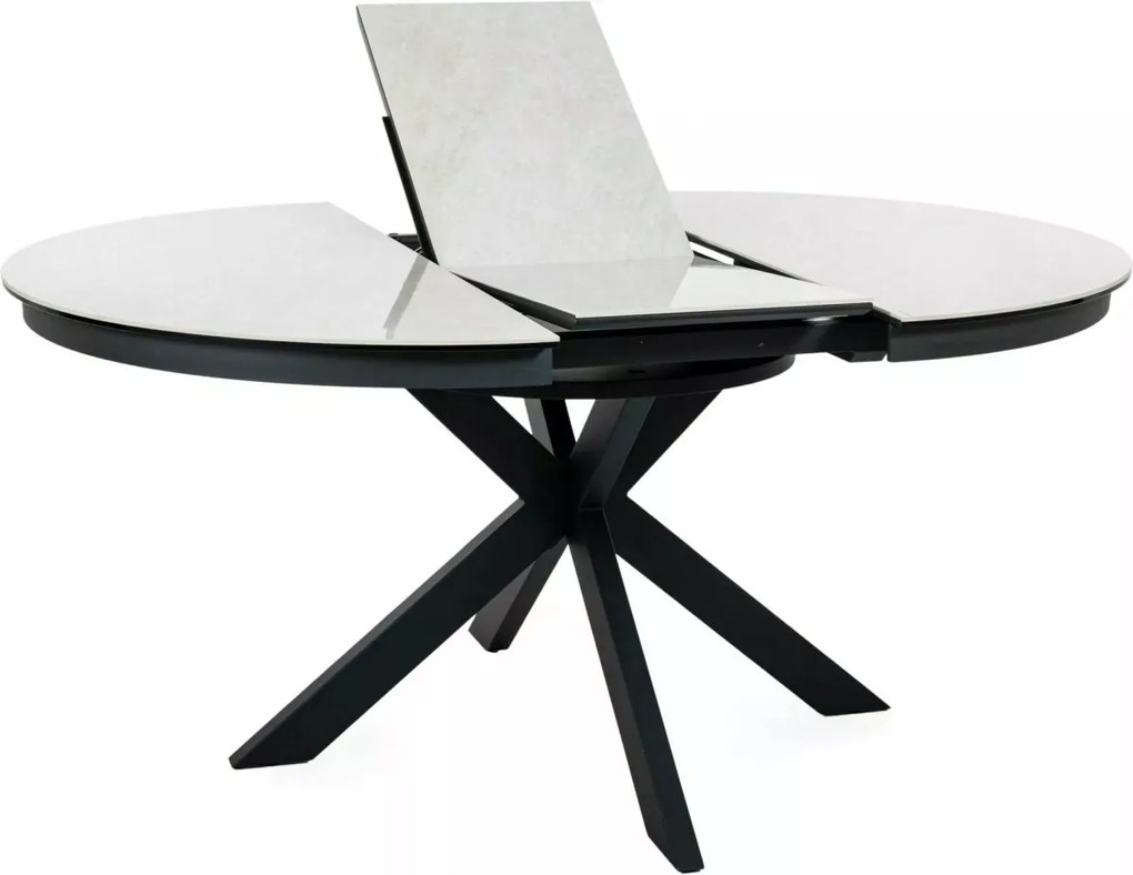 Masa extensibila Porto Ceramic bej lucios/negru mat L120-160xl120 cm