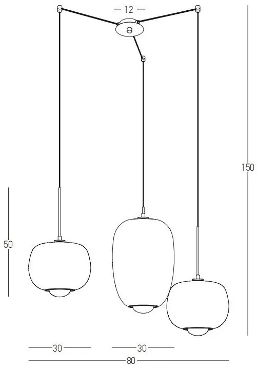 Lustra cu 3 Pendule, Sticla, Fumuriu, 3XG9 Pendant