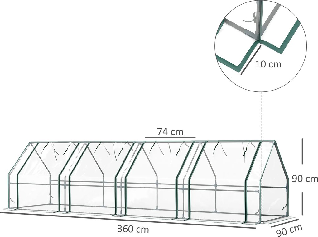 Outsunny Mini Seră Portabilă Tunel pentru Plante și Flori cu Uși Rulabile cu Fermoar, Transparentă | Aosom Romania