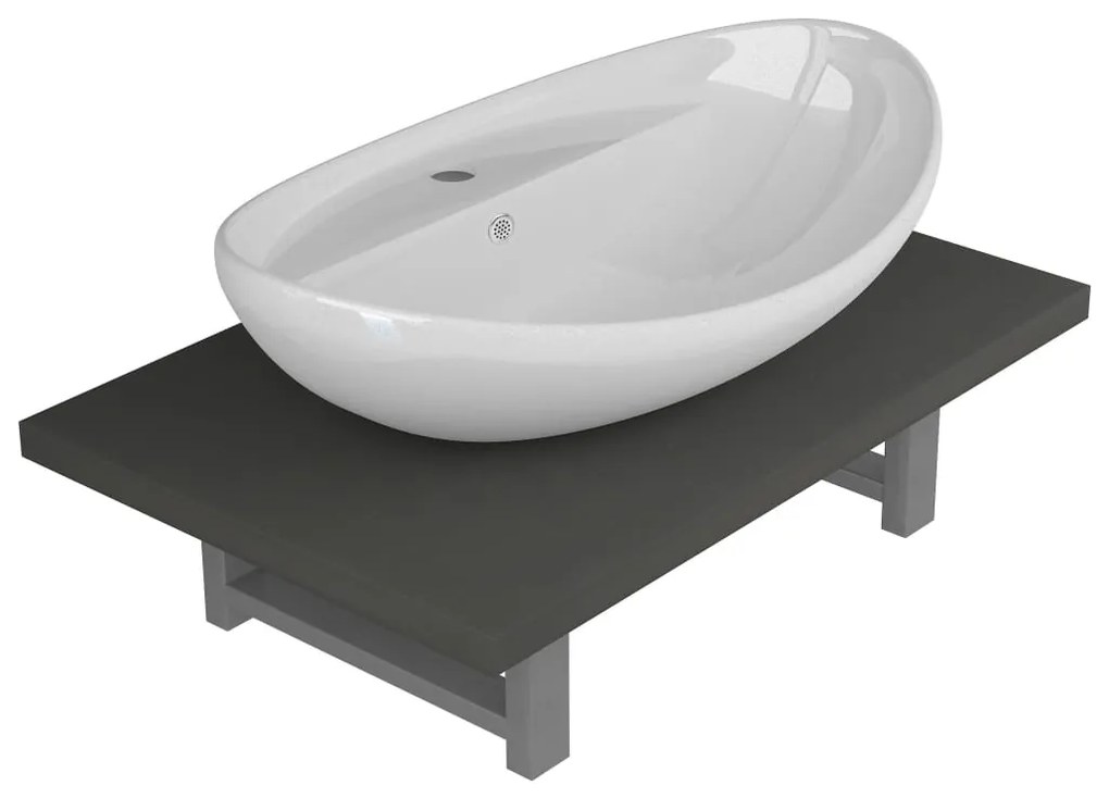 279333 vidaXL Set mobilier de baie, 2 piese, gri, ceramică