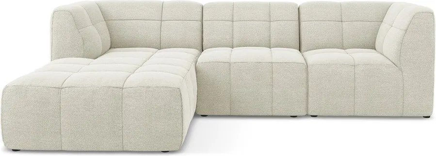 Colțar bej cu tapițerie din țesătură bouclé (cu colț pe partea stângă/cu șezlong) Aloha – Makamii